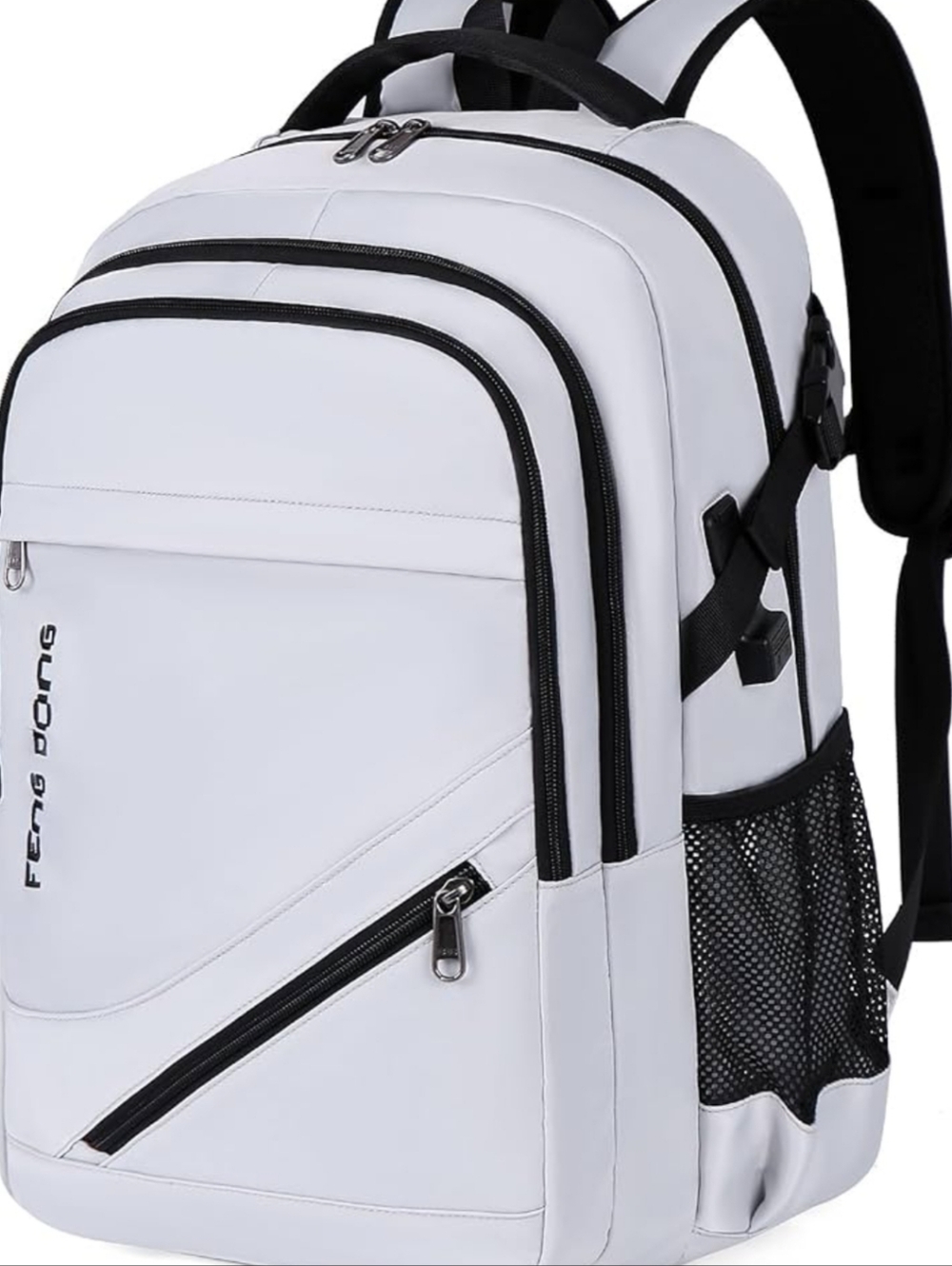 Feng Dong Light Silver Large Travel & Laptop Backpack, New.